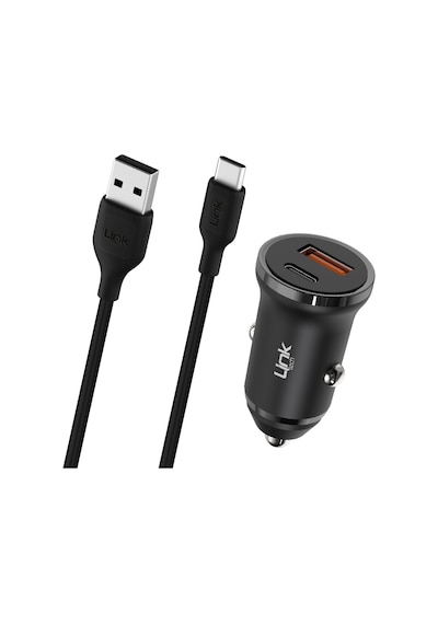 Linktech C486e 20w Pd Type-c + Usb Araç Şarj Cihazı + Type-c Kablo Set Siyah