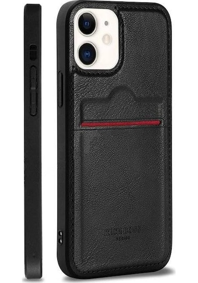 Apple Uyumlu  iPhone 12 Kartlıklı Rich Boss Lüx Deri Kılıf Açık Kahve
