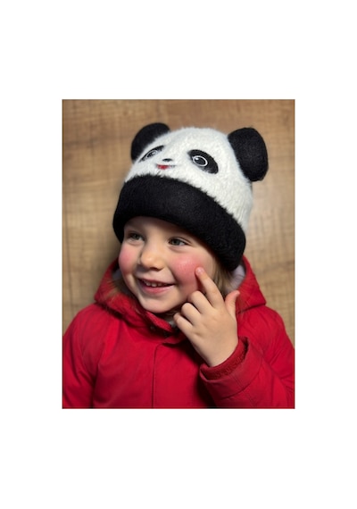 Mollycrush Sevimli Panda Figürlü Çocuk Beresi - Kulaklı Peluş Tasarım Uniseks Kışlık Şapka Siyah Mollycrush Sevimli Panda Figürlü Çocuk Beresi - Kulaklı Peluş Tasarım Uniseks Kışlık Şapka Siyah