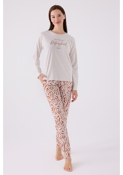 Pierre Cardin 8860 Uzun Kol Kadın Pijama Takımı Krem