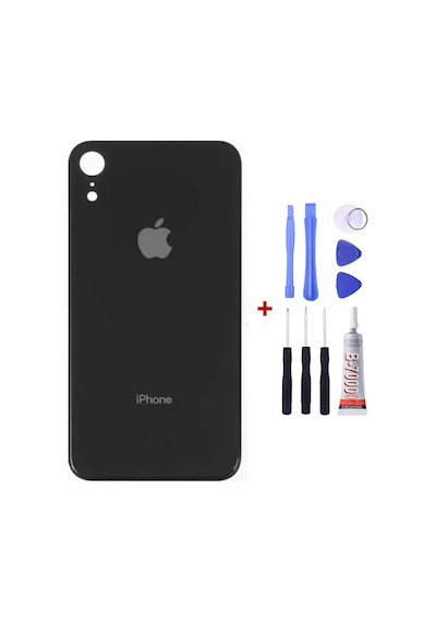 Apple Uyumlu iPhone Xr Siyah Arka Cam Kapak Arka Pil Kapağı
