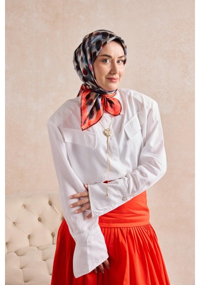 Silk Home Twill İpek Eşarp Noiré Narçiçeği 90x90 Çok Renkli