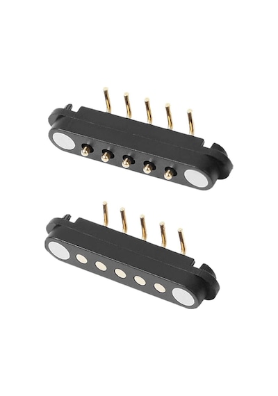 5-pin 2.54mm 90c Pogo Pin Manyetik Konnektör Takımı