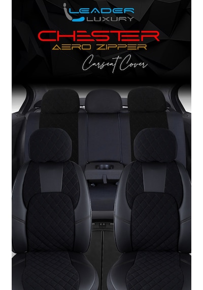 Fiat Linea Dynamic Uyumlu Lüx Yarı Deri Oto Koltuk Kılıfı Ön Arka Takım Chester Siyah