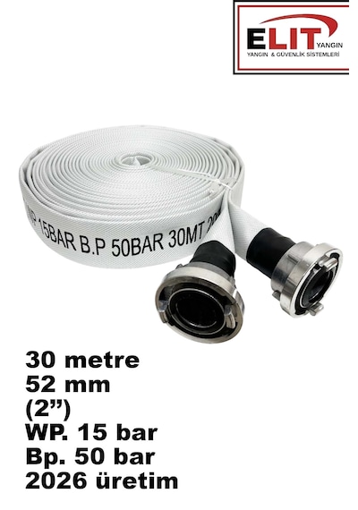 Yangın Hortumu 30 Metre Wp. 15 Bar B.p 50 Bar 52 Mm 2'' 2026 Üretim