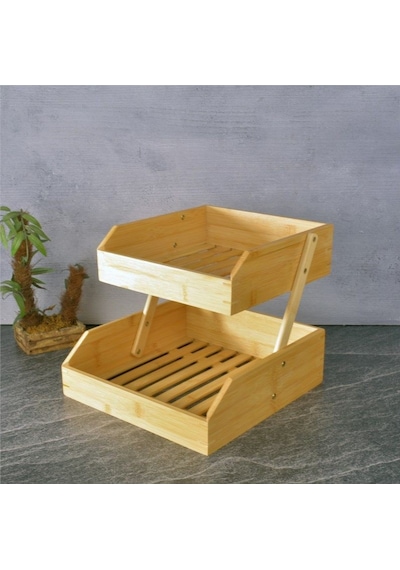 Bambu 2 Katlı Meyvelik - Bambu Katlı Sunumluk