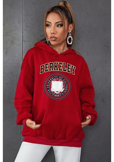 Uyguntarz Unisex Berkeley Baskılı Sweatshirt Kırmızı
