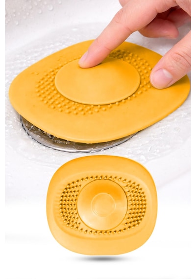 Koyu Mavi Gider Koku Önleyici Kademeli Silikon Lavabo Tıkacı Banyo Mutfak 10x10.5 Cm Turuncu