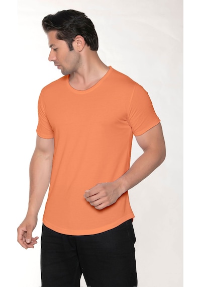 Black Horn Erkek Geniş Yaka %100 Pamuk Salaş T-shirt Somon