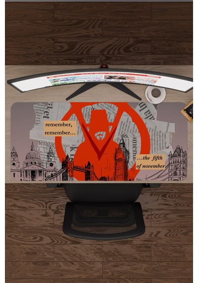 V For Vendetta 2 V3 90x40 Xxl Gaming Kauçuk Kaymaz Taban Mouse Pad Fare Altlığı