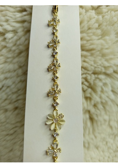 Fushıon Zirkon Taşlı Altın Kaplama Flower Çelik Bileklik Gold