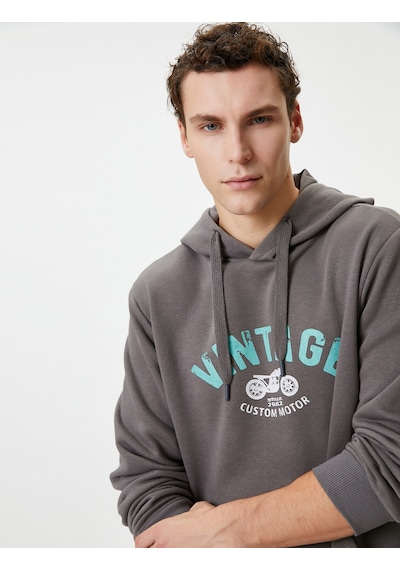 Koton Kolej Hoodie Slogan Baskılı Kanguru Cep Detaylı Lacivert 4wam70227mk Lacivert