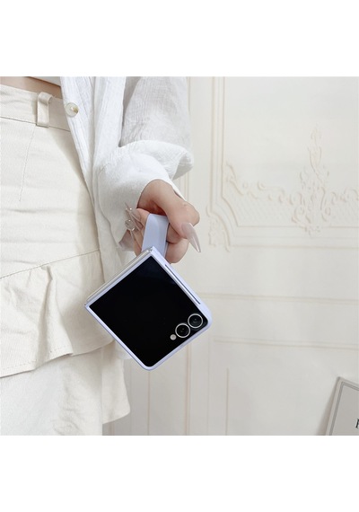 Teleplus Samsung Galaxy Uyumlu  Z Flip 7 Kılıf Skinfeel Shockproof El Tutmalı Standlı Kapak Mor