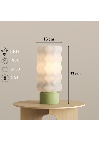 Otaru Masa Lambası: Dinginliğin Geometrik Sanatı 320-4 Yeşil