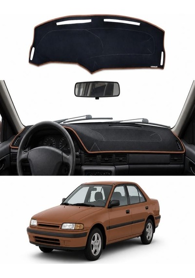 Mazda - 323 1991-1995 Uyumlu Torpido Koruma Kılıfı - Kahverengi Şeritli