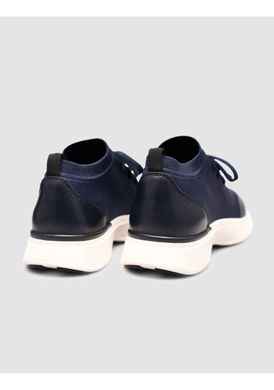 Cabani Lacivert Triko & Hakiki Dana Deri Erkek Sneaker Lacivert