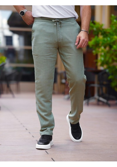 Keten Jogger Pantolon Yeşil
