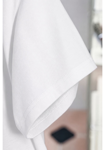 Spoyi Cherry Paris Tasarımlı %100 Pamuk Yarım Oversize Beyaz T-shirt