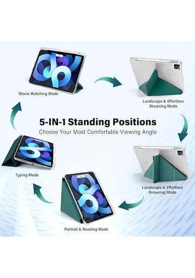 Apple İpad Pro 11 1. 2. 3. 4. Nesil Kılıf Mika Trifolding Arkası Full Şeffaf Kalem Bölmeli 2018-2022