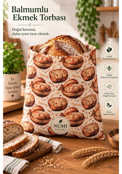 Balmumlu Ekmek Saklama Torbası – 35x35 cm -