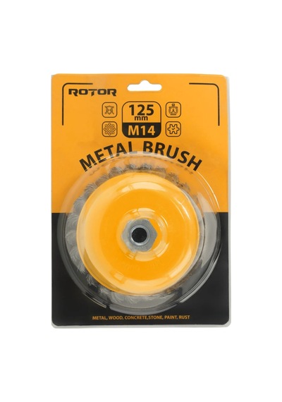 Rotor 3'lü Tel Fırça Seti 125 Mm M14 Konik, Düğümlü Konik Ve Çanak