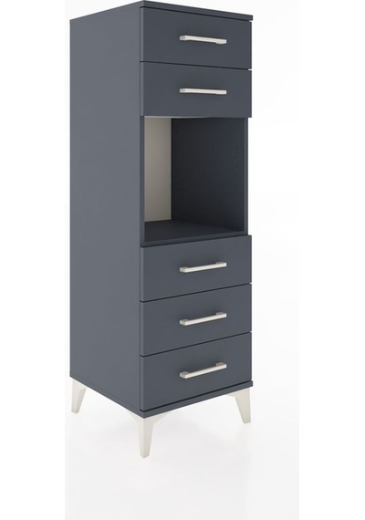 Hyperion Dolap Tek Raflı 5 Çekmeceli 44x44x134 Antrasit-antrasit Antrasit
