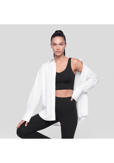 Qua Home Nora Kadın %100 Pamuklu Oversize Gömlek Beyaz