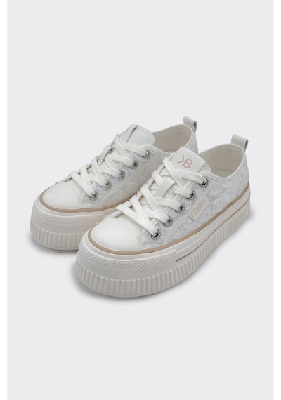 Derinet Yüksek Taban Kadın Sneaker Beyaz Beyaz