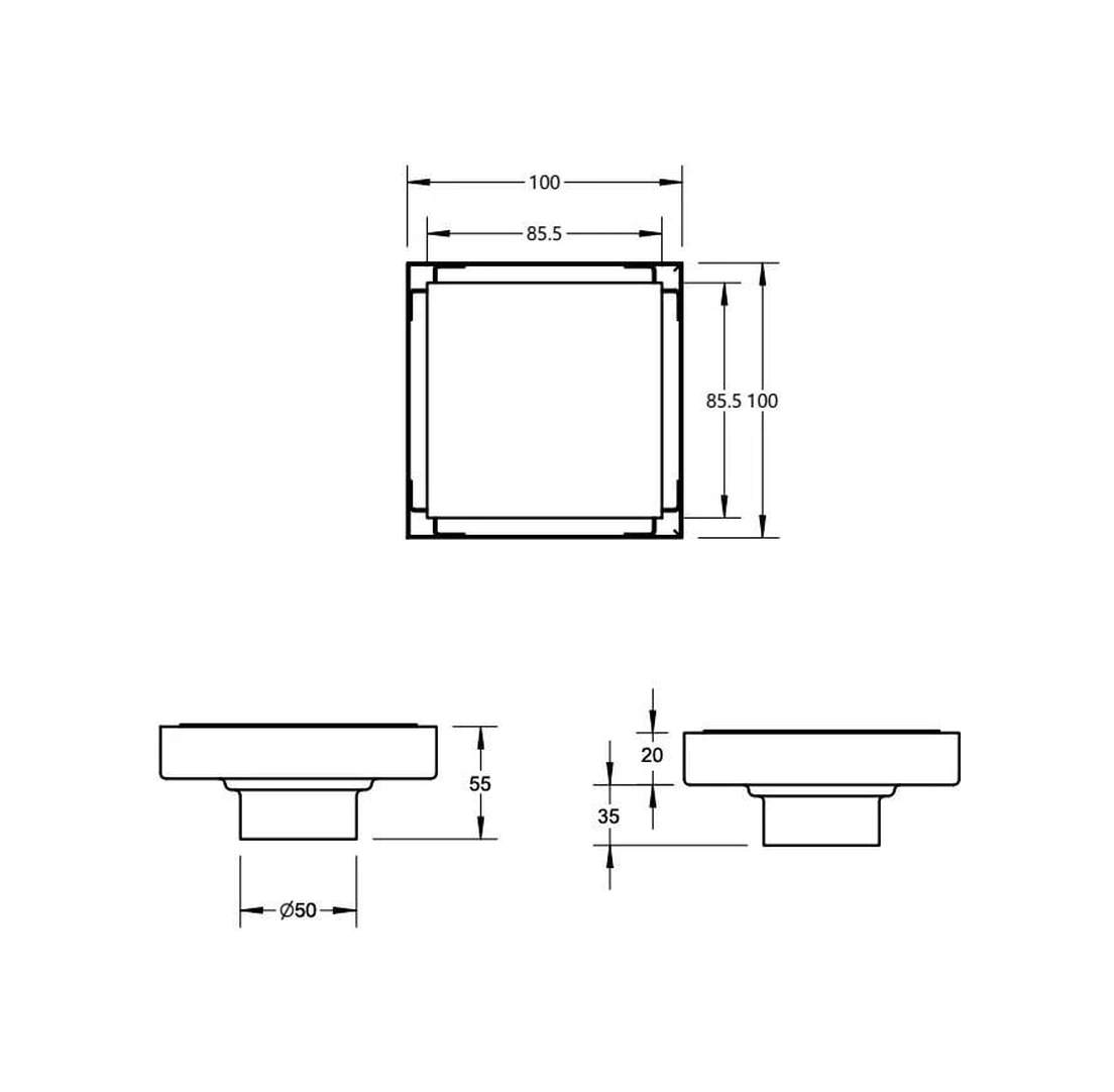 Fause Komple Çelik Seramik Uyumlu Ankastre Yer Süzgeci 10x10 Cm Siyah Ksz101-b