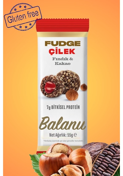 Fudge Fındık Kaplı Çilekli Bademli Meyve Topları 55g X3 Adet