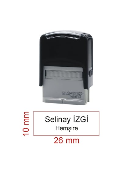 Kaşeciniz İsim Ünvan Kaşesi - Matuya 10 - Siyah Makine - Siyah Mürekkep Çok Renkli