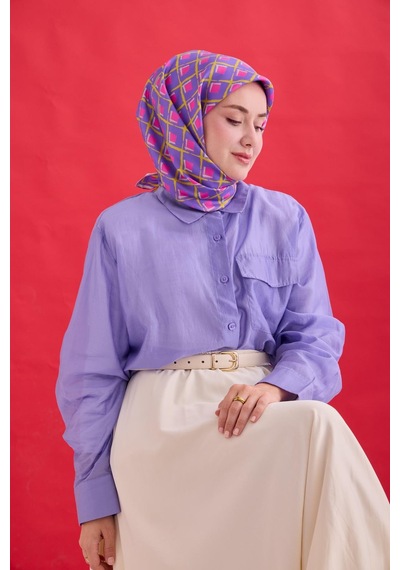Silk Home Twill İpek Eşarp 11474 - 90 X 90 / Mor,pembe,çağla - 09 Mor,pembe,çağla - 09