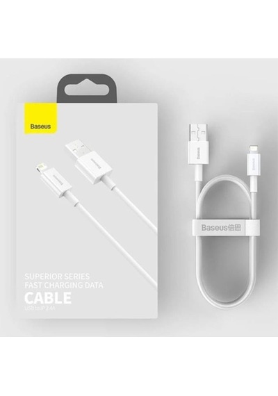 Baseus Superior Series Usb To Lightning Apple Uyumlu iPhone Hızlı Şarj Kablosu 1 M 2.4A Beyaz