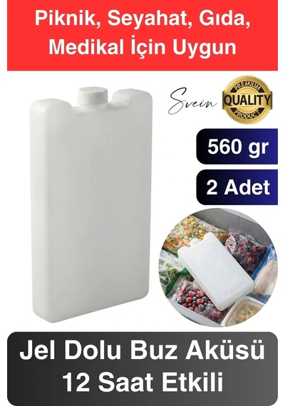 12 Saat Süreli 560 Gr Jel Dolu Buz Aküsü Plastik Soğuk Zincir Gıda Yiyecek Uzun Süre Koruma 2 Adet Çok Renkli