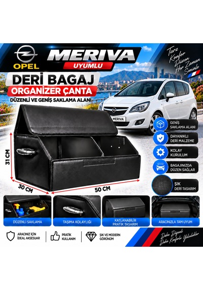 Opel Meriva Uyumlu Oto Bagaj Organizeri Deri Bagaj Kutu Çanta 1