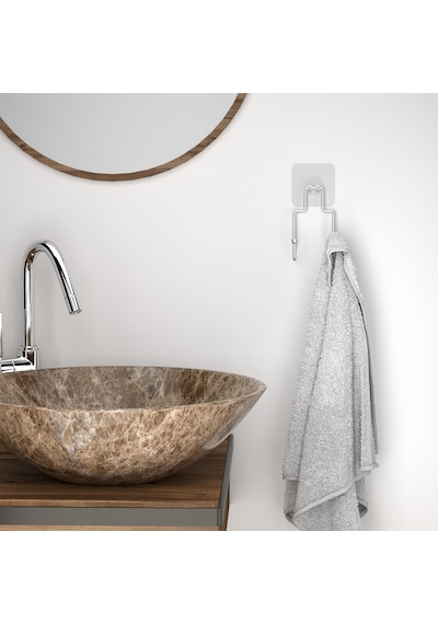 Teknotel Yapışkanlı 2 Adet Kancalı Banyo Askısı Silver St236 Gümüş