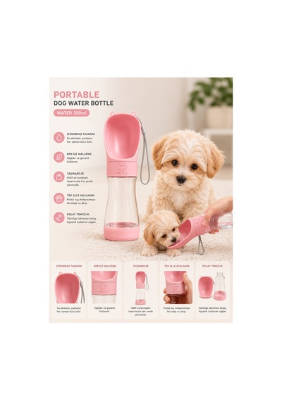 Patibon Köpek Su Matarası 350 Ml Taşınabilir Seyahat Suluğu Tek Tuşlu Su Şişesi Kedi Köpek Suluk Bzs1
