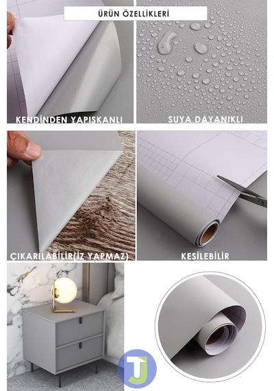 Technojet Kendinden Yapışkanlı Mat Renkli Mutfak Banyo Tezgah Duvar Dolap Ve Masa Kaplama 60cmx300cm 001