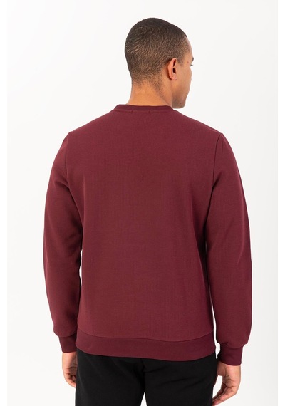 Maraton Sportswear Comfort Erkek Bisiklet Yaka Takma Kol Basic Bordo Sweatshirt 21836-bordo