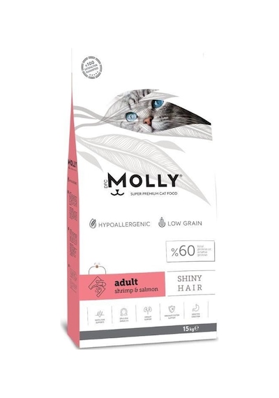 Molly Düşük Tahıllı Hypoallergenic Karidesli Ve Somonlu Yetişkin Kedi Maması 15 Kg