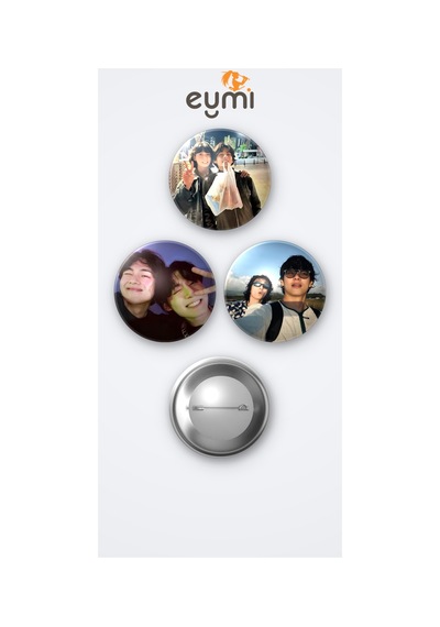 Bts Taehyung Ve Jungkook Taekook 3'lü Metal Rozet Seti 58mm İğneli Buton Çanta Yaka Rozeti Çok Renkli