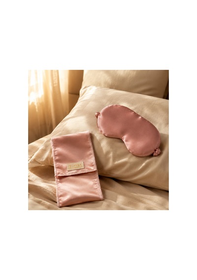 Seyahat Kılıflı Saten Göz Bandı Pembe - 881978481 Pembe
