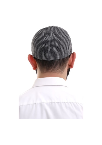 Siyah Kışlık Nokta Desenli Orlon Namaz Takkesi Siyah