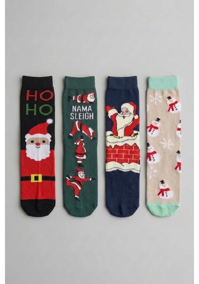 Socketta Christmas Koleksiyonu 4 Lü Kendinden Örgü Desenli Yılbaşı Çorapları Yeşil-lacivert-bej-siyah Desenli Socketta Christmas Koleksiyonu 4 Lü Kendinden Örgü Desenli Yılbaşı Çorapları Yeşil-lacivert-bej-siyah Desenli