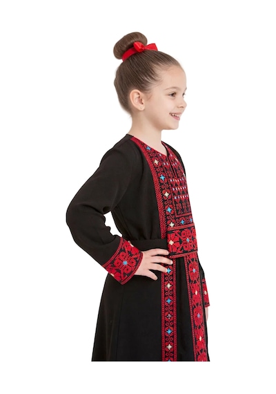 Zaytoon Filistin Kırmızı Ve Renkli Geleneksel Filistin Kız Çocuk Elebise C400005