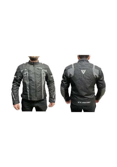 Venom Air Racing 4 Mevsim Motosiklet Montu Gri - Siyah