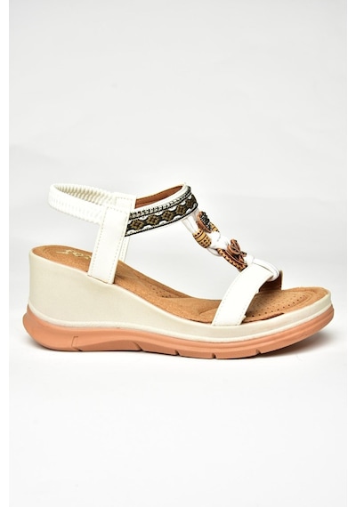 Fox Shoes U258926809 Beyaz Dolgu Tabanlı Kadın Sandalet Beyaz