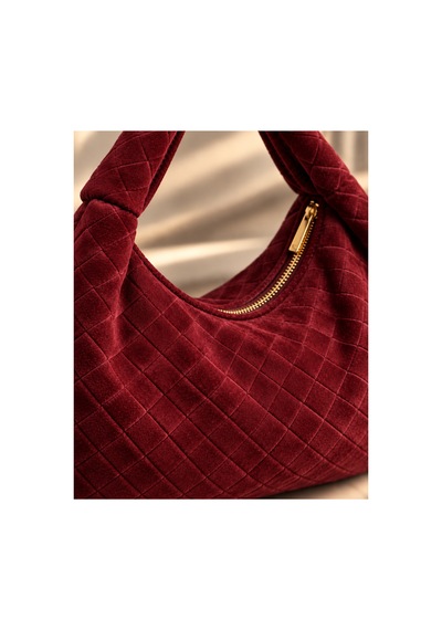 Nura Collection Bordo Kadın Hakiki Süet Örgü Dokulu Shopper Omuz Çantası Bordo - 936381748 Bordo