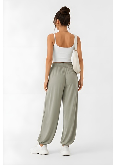 Lili Woman Kadın Soft Flow Beli Lastikli Relax Fit Şalvar Pantolon K.4320 Olive