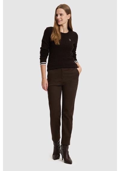 U.S. Polo Assn. Kadın Koyu Kahverengi Basic Kazak 50331602-vr084